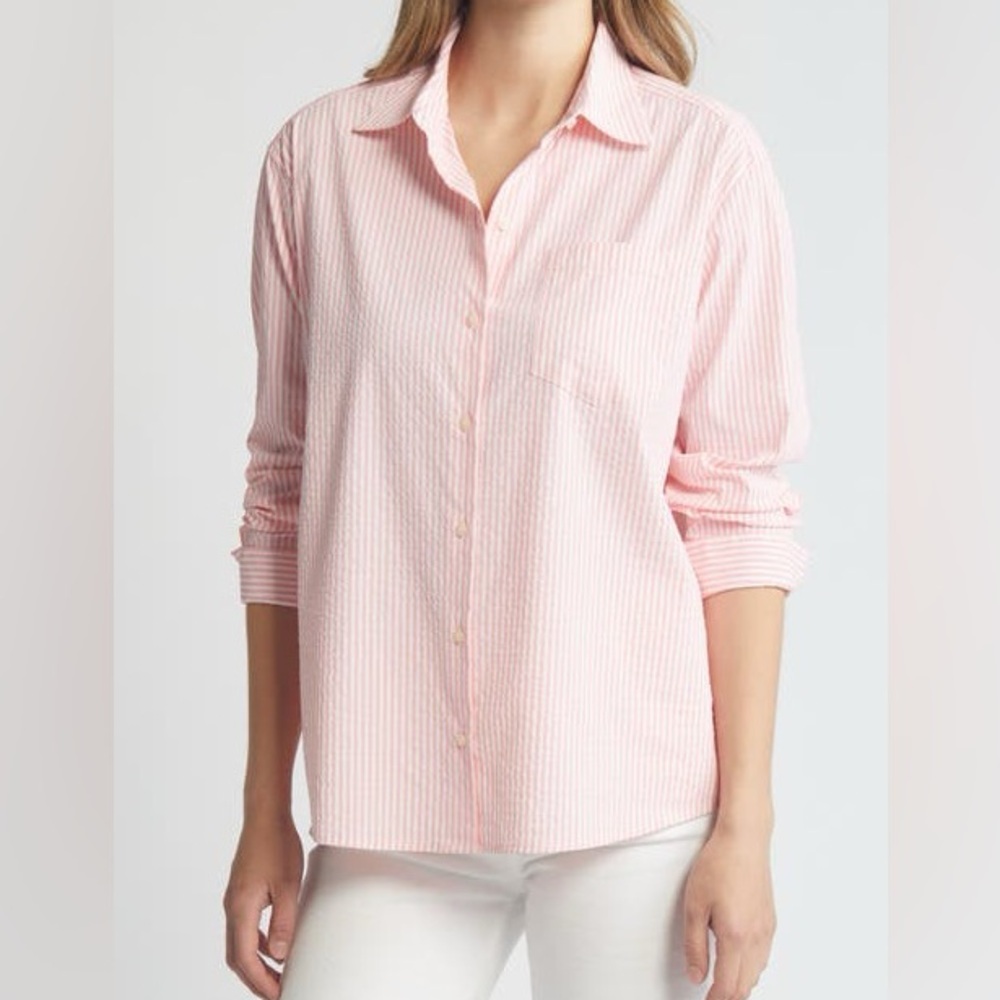 Vineyard Vines Pink & White Striped Button-Down Shirt
